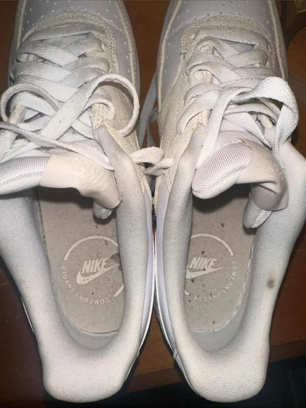 Nike White and Cream Low-Top Sneakers with Suede Accents
